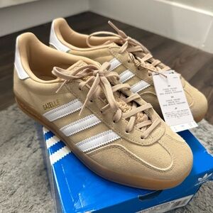 Adidas- Gazelle Indoor Magic Beige Gum Sneakers Womens- 7
